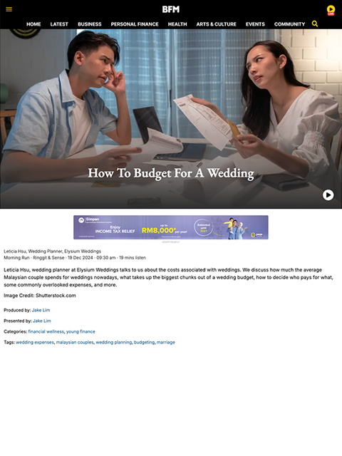 BFM - How to budget for a wedding